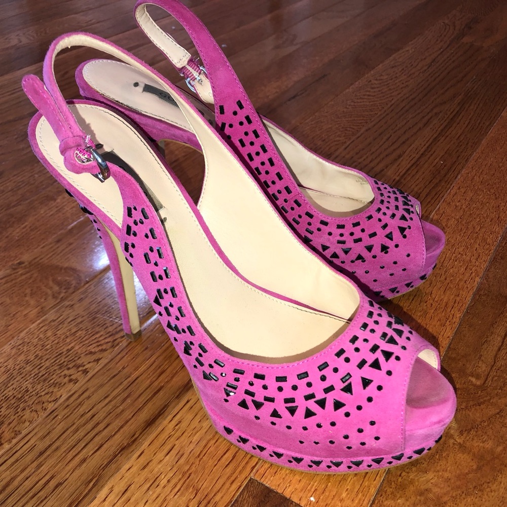 Pink bedazzled Guess Heels Size 9